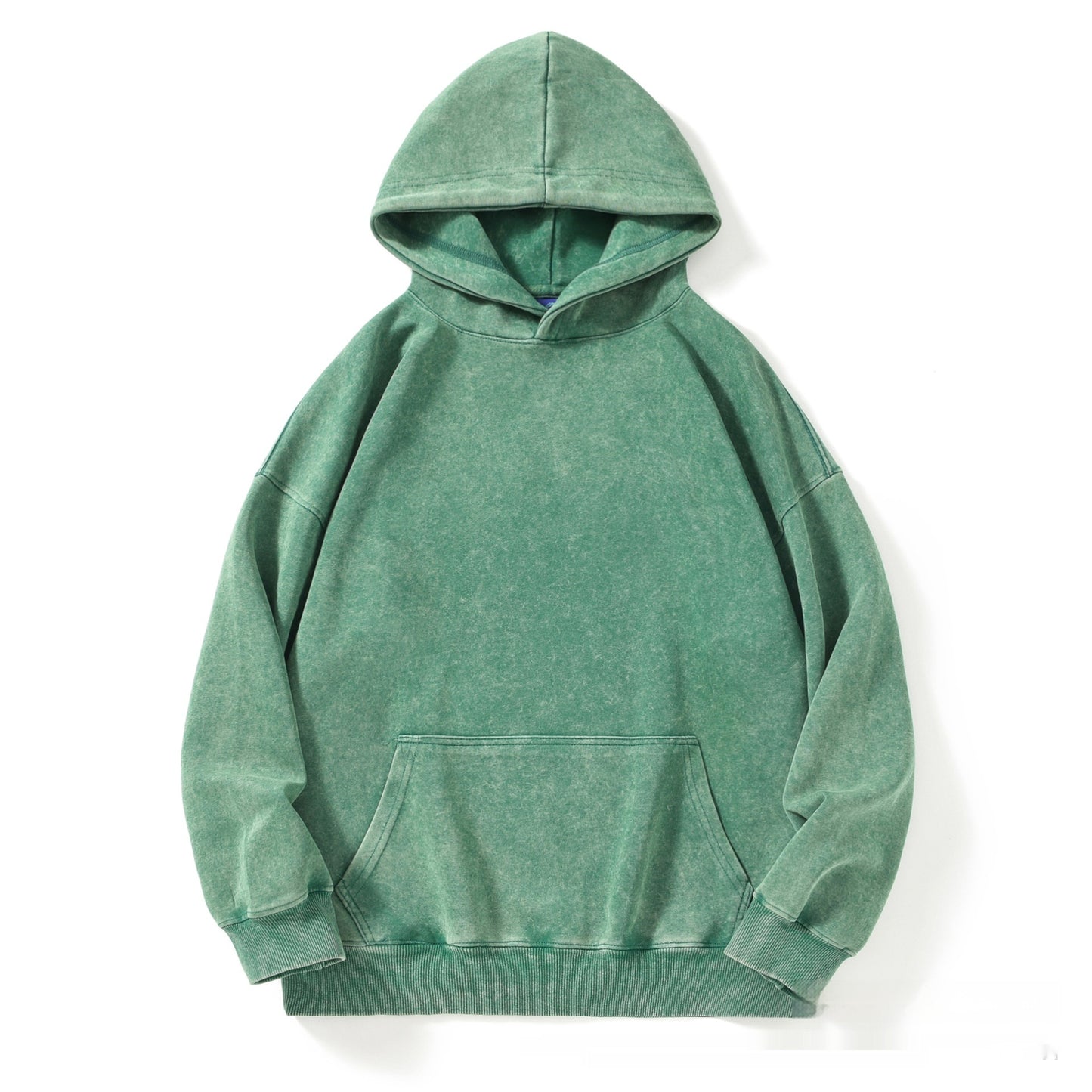 Waxed Washed Distressed Hooded Round Neck Sweater