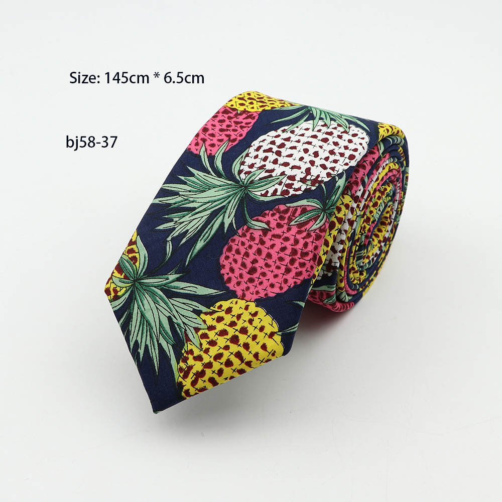 Casual Men'S 7Cm Printed Tie, Pineapple Flower Tie,