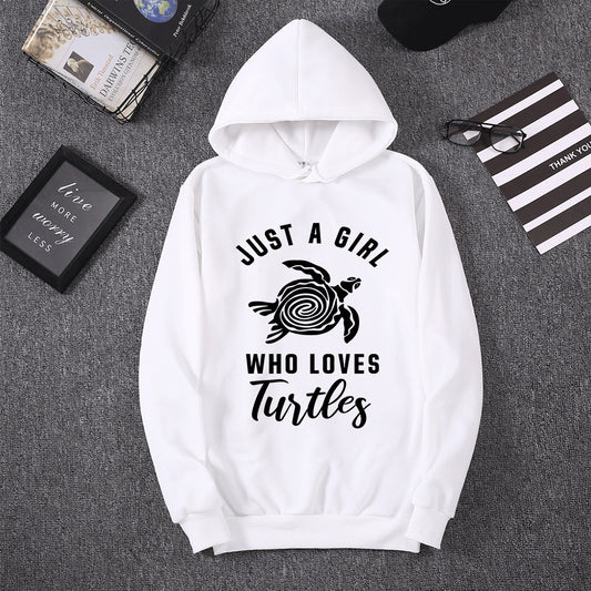 Hooded Sweater Women The Turtle Letter Printed Hoodie Casual Loose Top