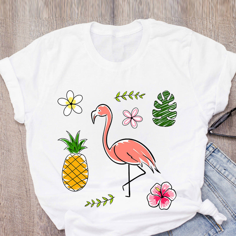 Hip Hop Summer New Fruit Pineapple Loose Short Sleeve