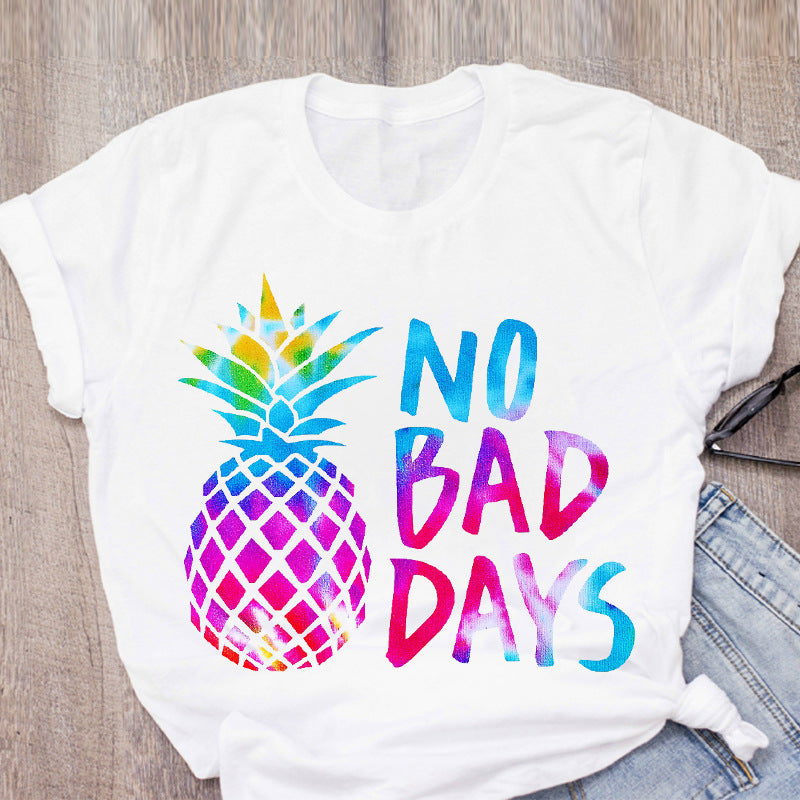 Hip Hop Summer New Fruit Pineapple Loose Short Sleeve