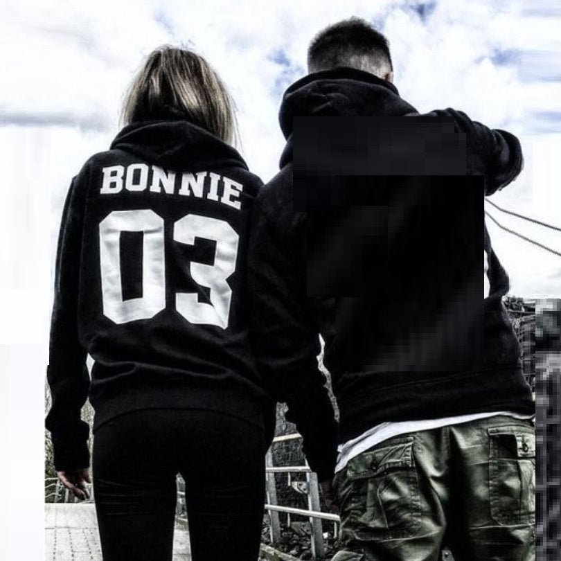 BONNIE03 Women-CLYDE03 Men's Hooded Sweater Couple