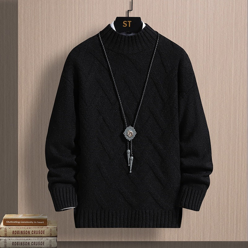 Autumn Middle-collar Long Sleeve Jacquard Pullover