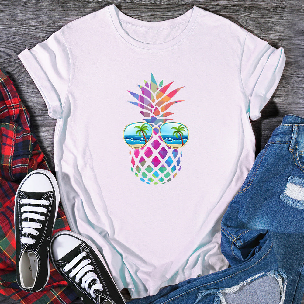 Hip Hop Summer New Fruit Pineapple Loose Short Sleeve