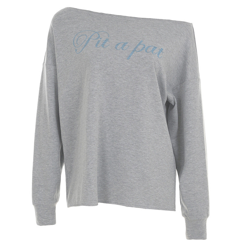 Letter Printed Loose Sweatshirt Knitted Top