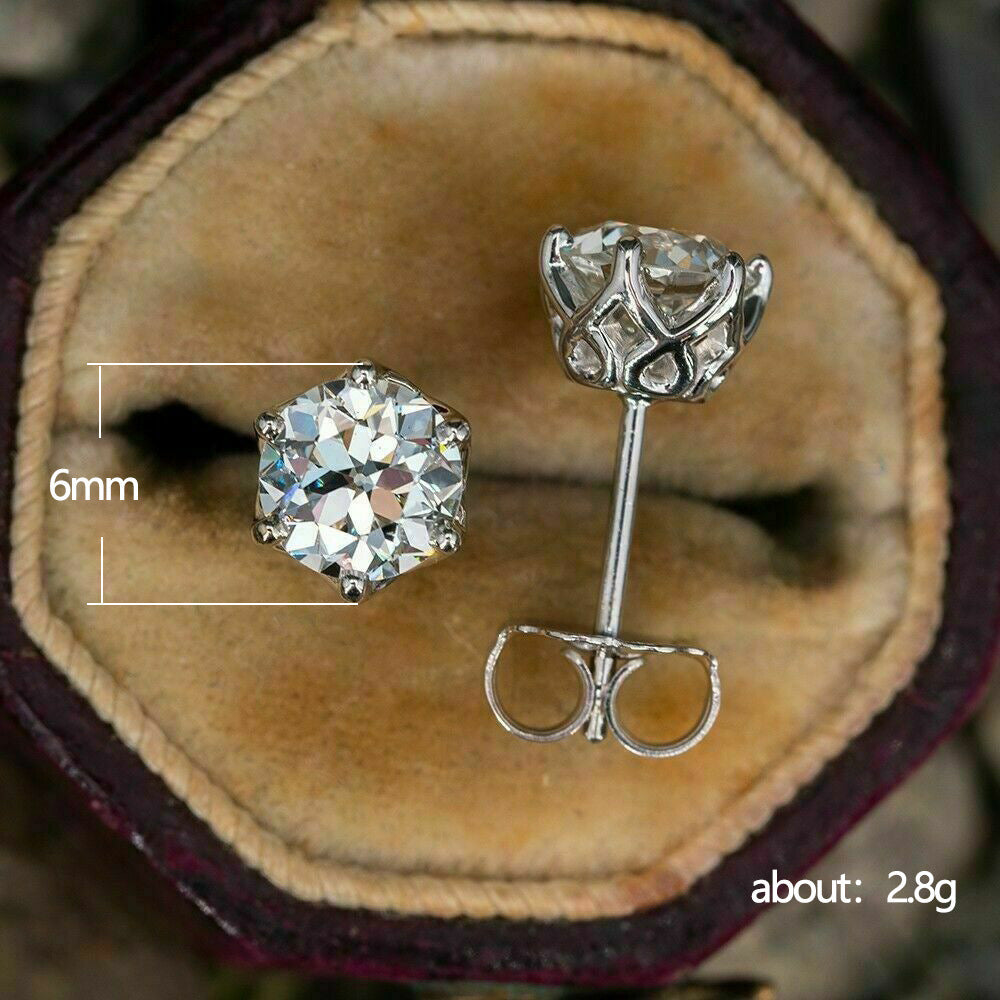 Japanese And Korean Classic Six-claw Single Diamond Zircon Ear Studs