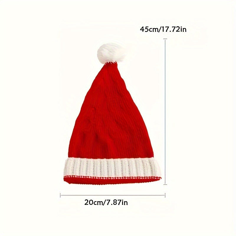 New Knitted Christmas Hat With Fur Ball Holiday Party Decoration Warm Hat Winter