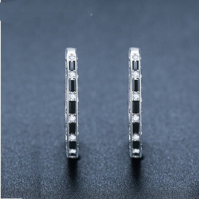 Fashion Simple Black Women's Zircon Earrings