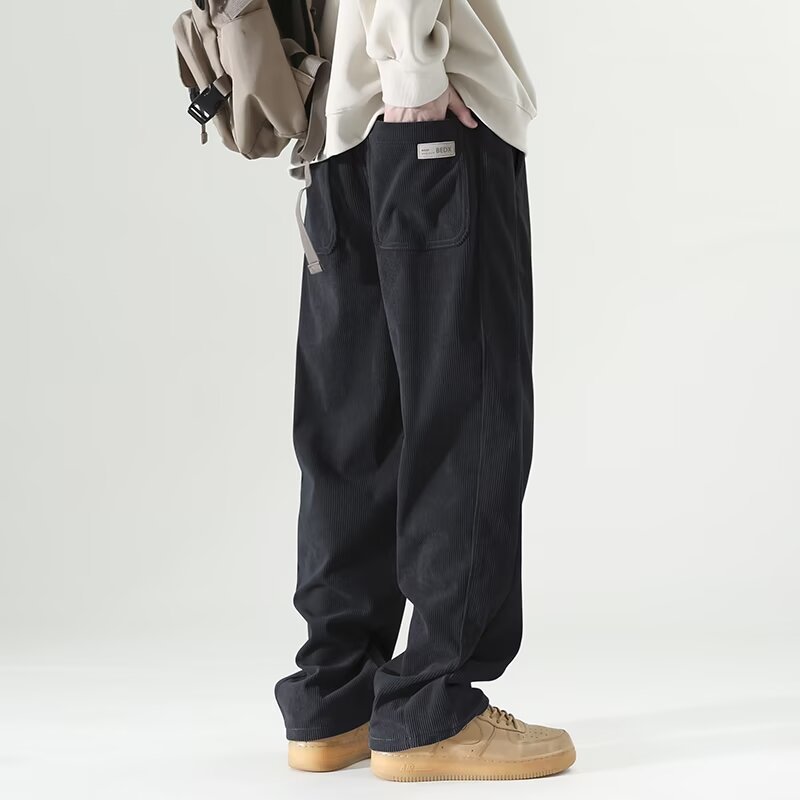 Autumn And Winter Lights Men's American Casual Pants High Street Fashion Brand Straight Flow Wide Leg Long