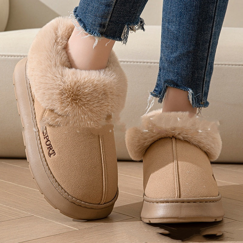 Cozy Plush Soft Slippers Shoes For Women Non-Slip Platform Shoes With Faux Fur Lining Mute Sole And Comfortable Fit For Indoor Wear